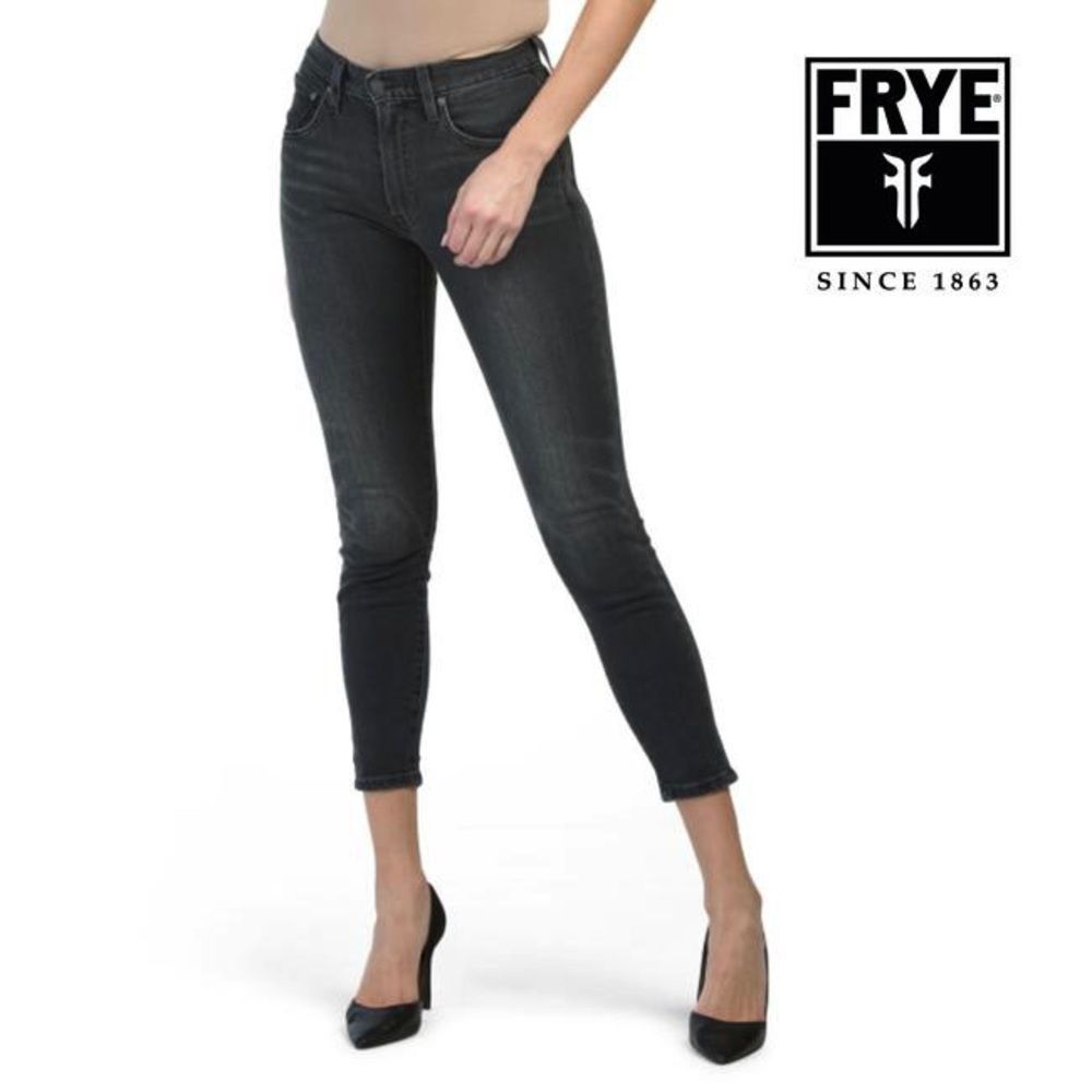 FRYE Black Cropped/Ankle Skinny Sienna Jeans, Button Fly, Mid-rise, Size 4 - Picture 1 of 5